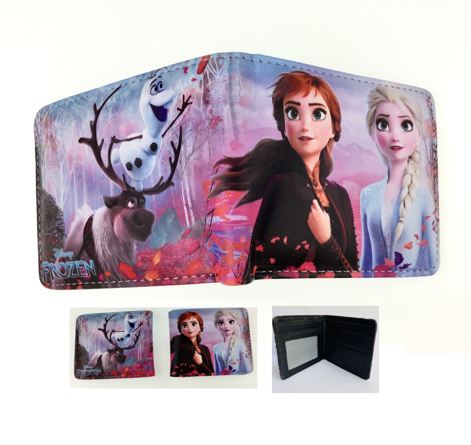 Compact Frozen design wallet crafted from soft PU leather with zipper.