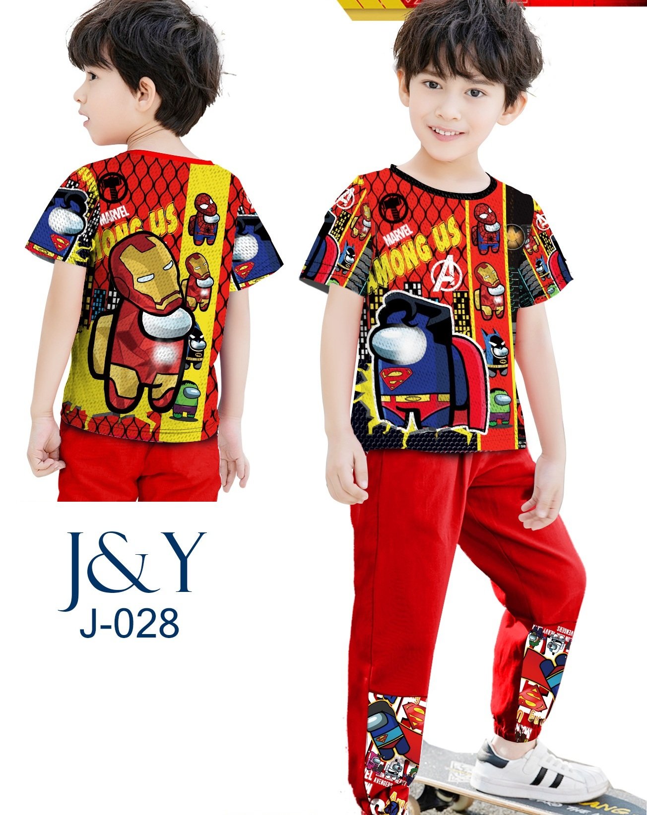 Toddler boys’ Hero Crew outfit set, long sleeve top and matching pants, J-028.