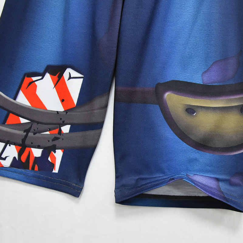 Blue short-sleeve top and matching shorts set for children, gamer-style design.