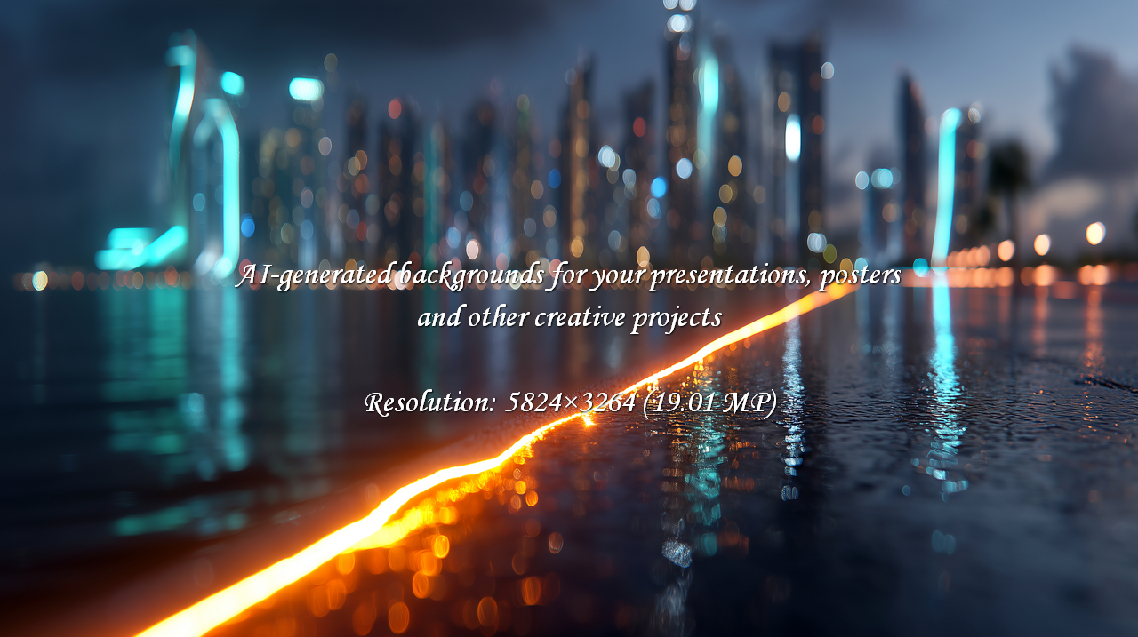 Capture the electrifying energy of a vibrant city at night. Shimmering city lights reflect on wet surfaces, creating a stunning visual perfect for modern business and tech themes.