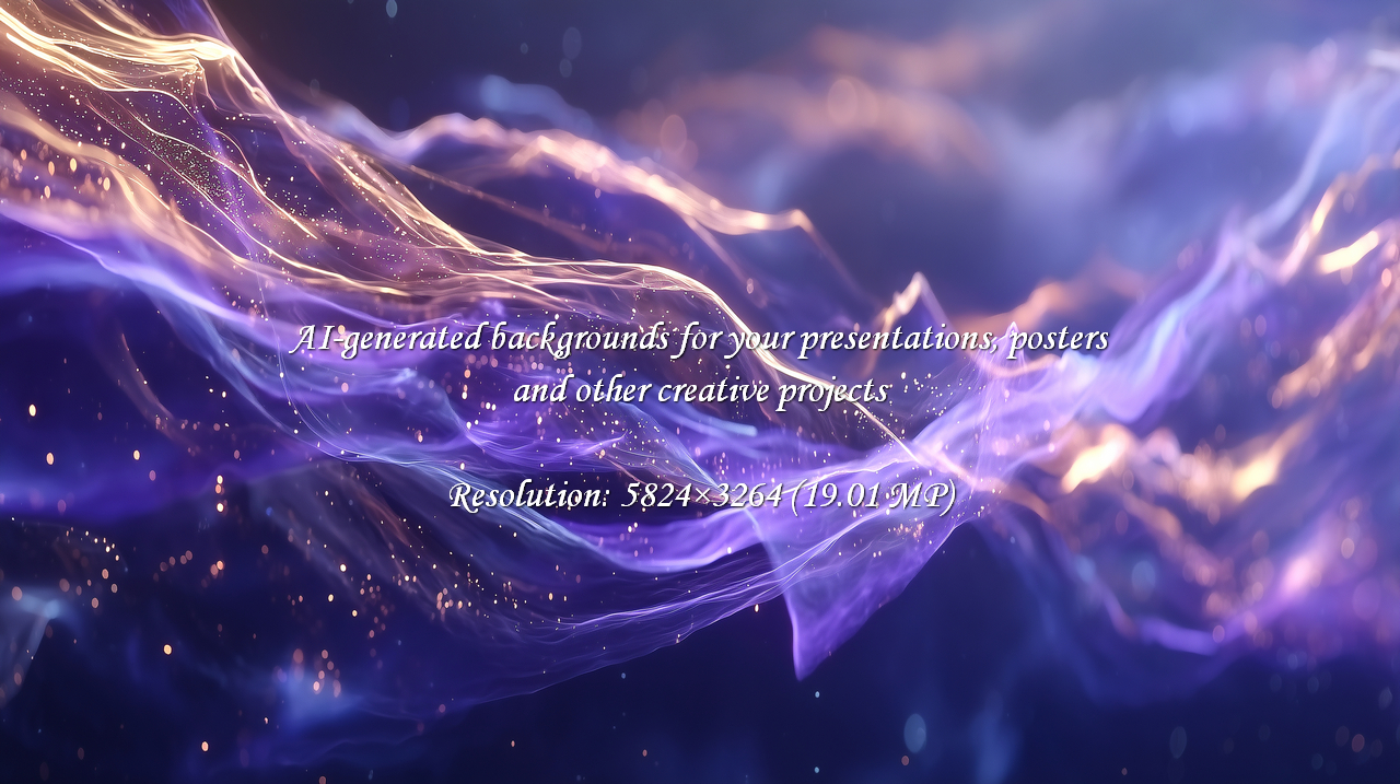 Capture a modern, elegant feel with flowing purple and gold light trails. Ideal for tech, innovation, or fantasy projects. This stunning abstract background adds a touch of magic.