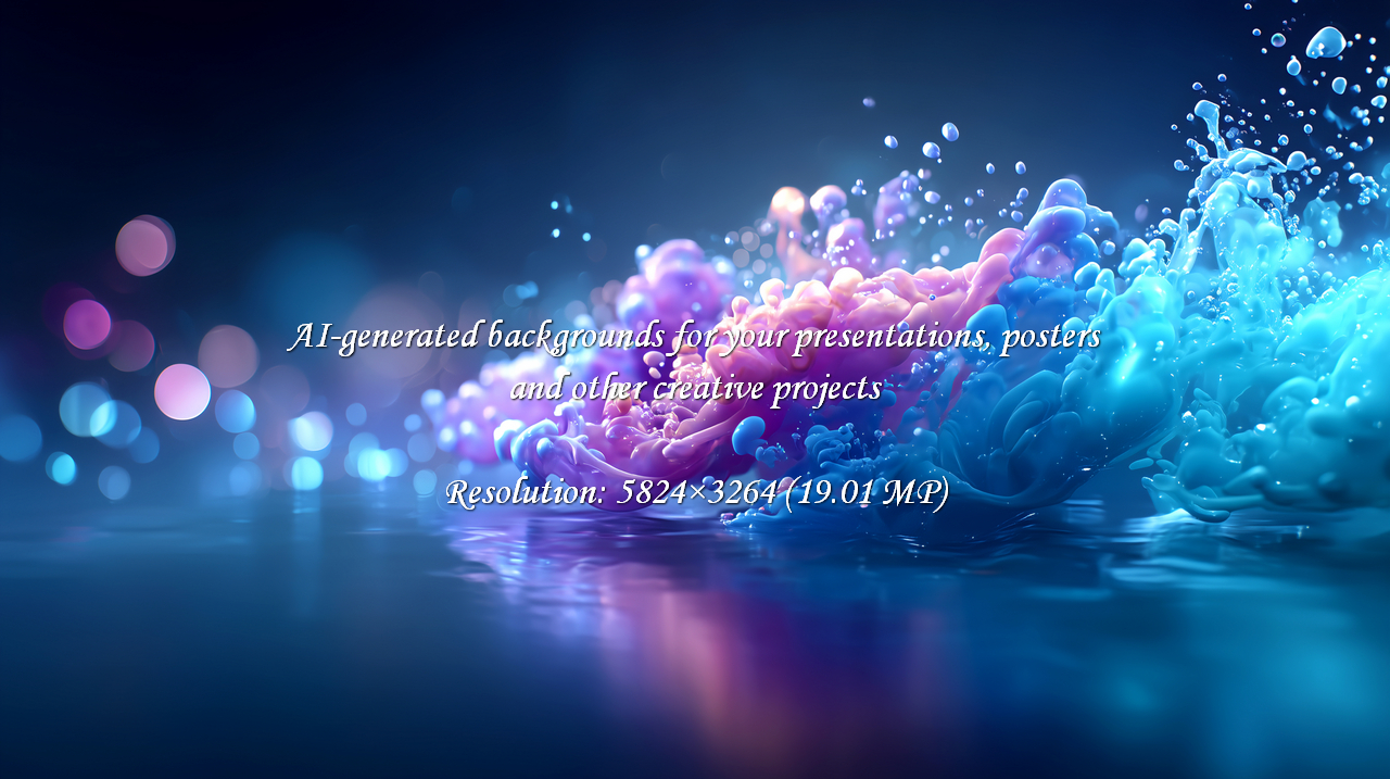 Captivating abstract explosion of vibrant pink and blue liquid, creating a fluid, dynamic art form with mesmerizing bokeh lights, perfect for modern design and creative projects.