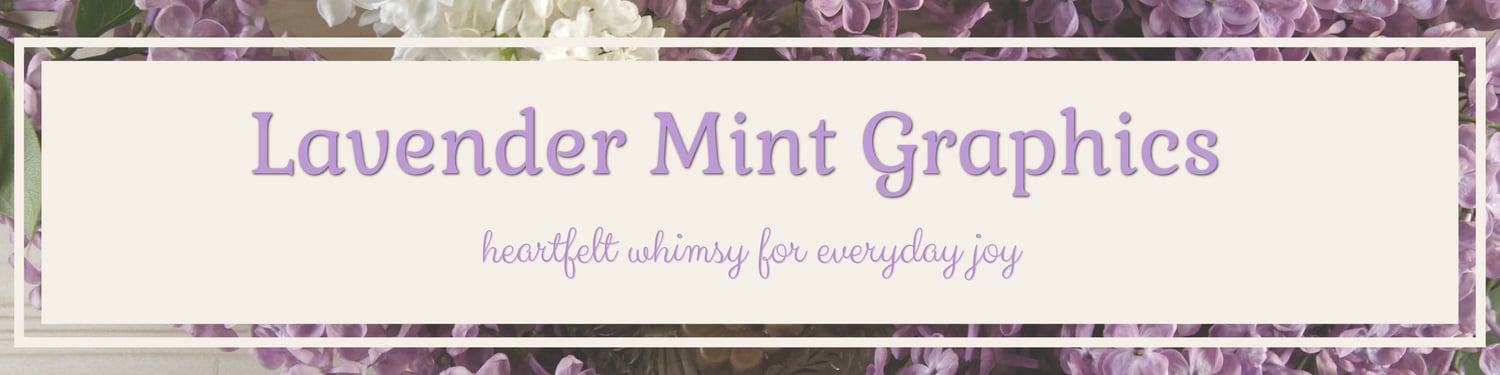 Payhip Website Banner for Lavender Mint Graphics. Cute and whimsical patterns and illustrations.