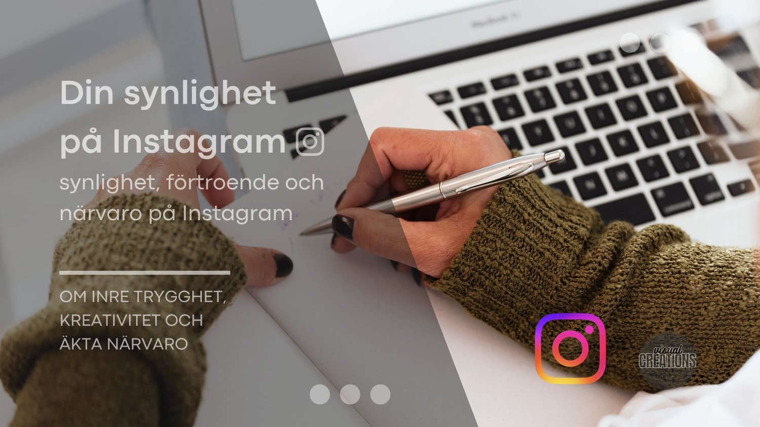 Din synlighet på instagram, genom förtroende och närvaro. Person sitter med mobil