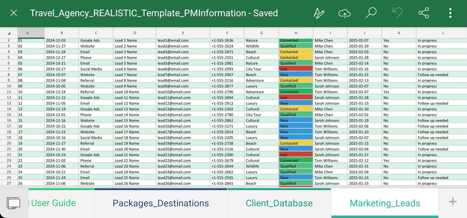 Booking and Client Management Spreadsheet for Travel Agencies