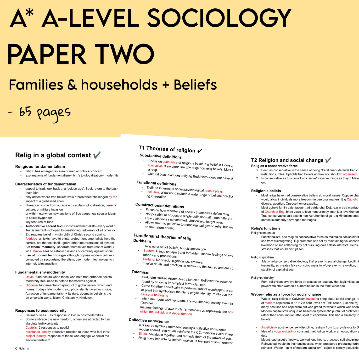 Sociology Paper 2 comprehensive notes - Payhip