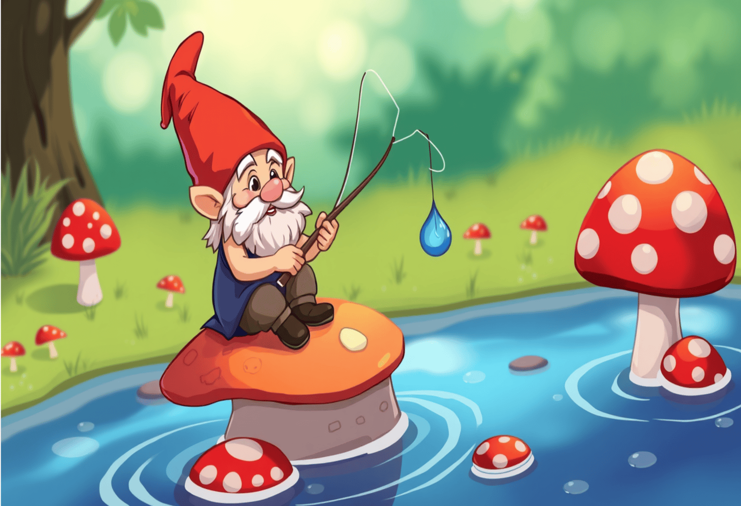 gnome fishing on a mushroom png