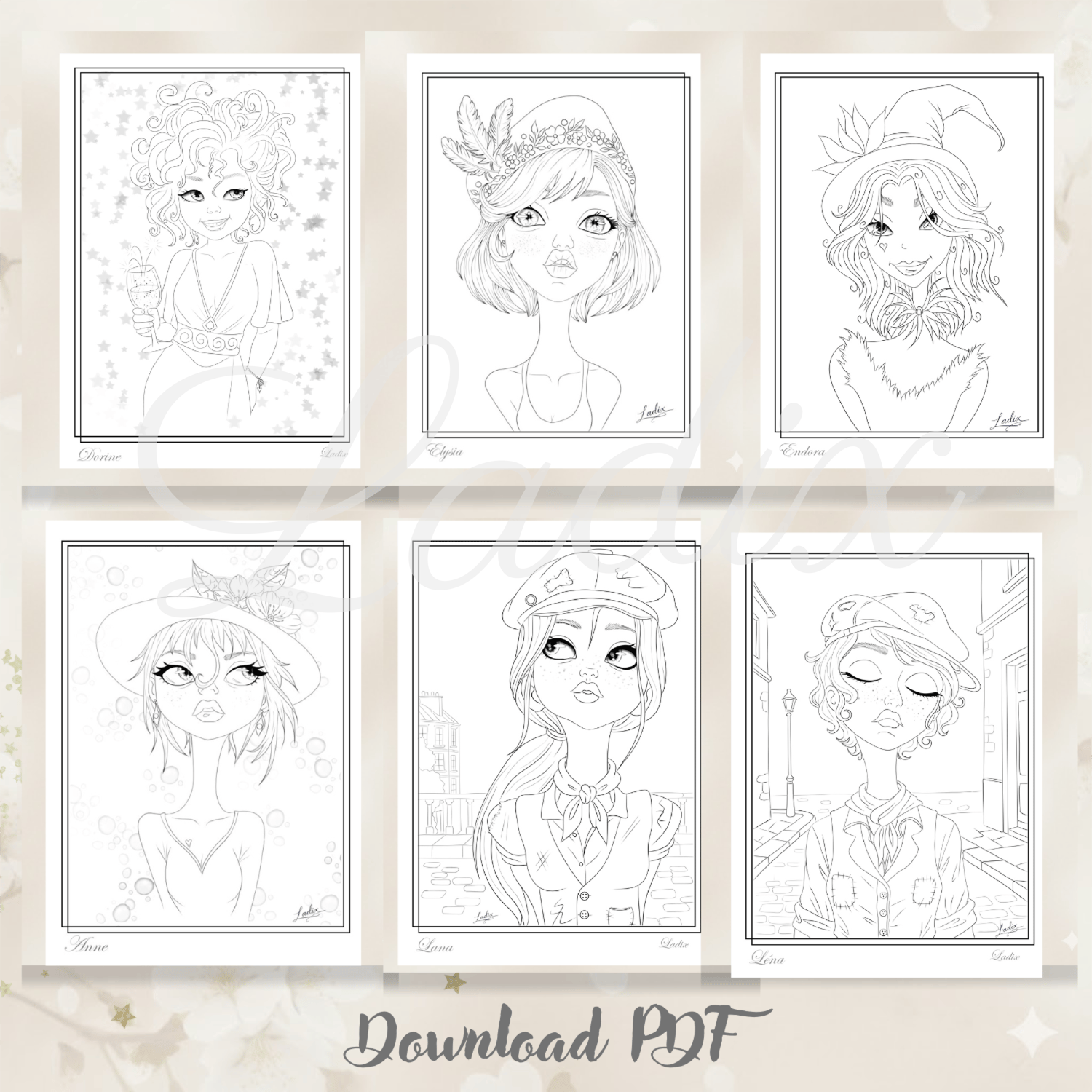 portraits intemporels femmes art  coloriage détente et méditation  art thérapie coloriage visage femme