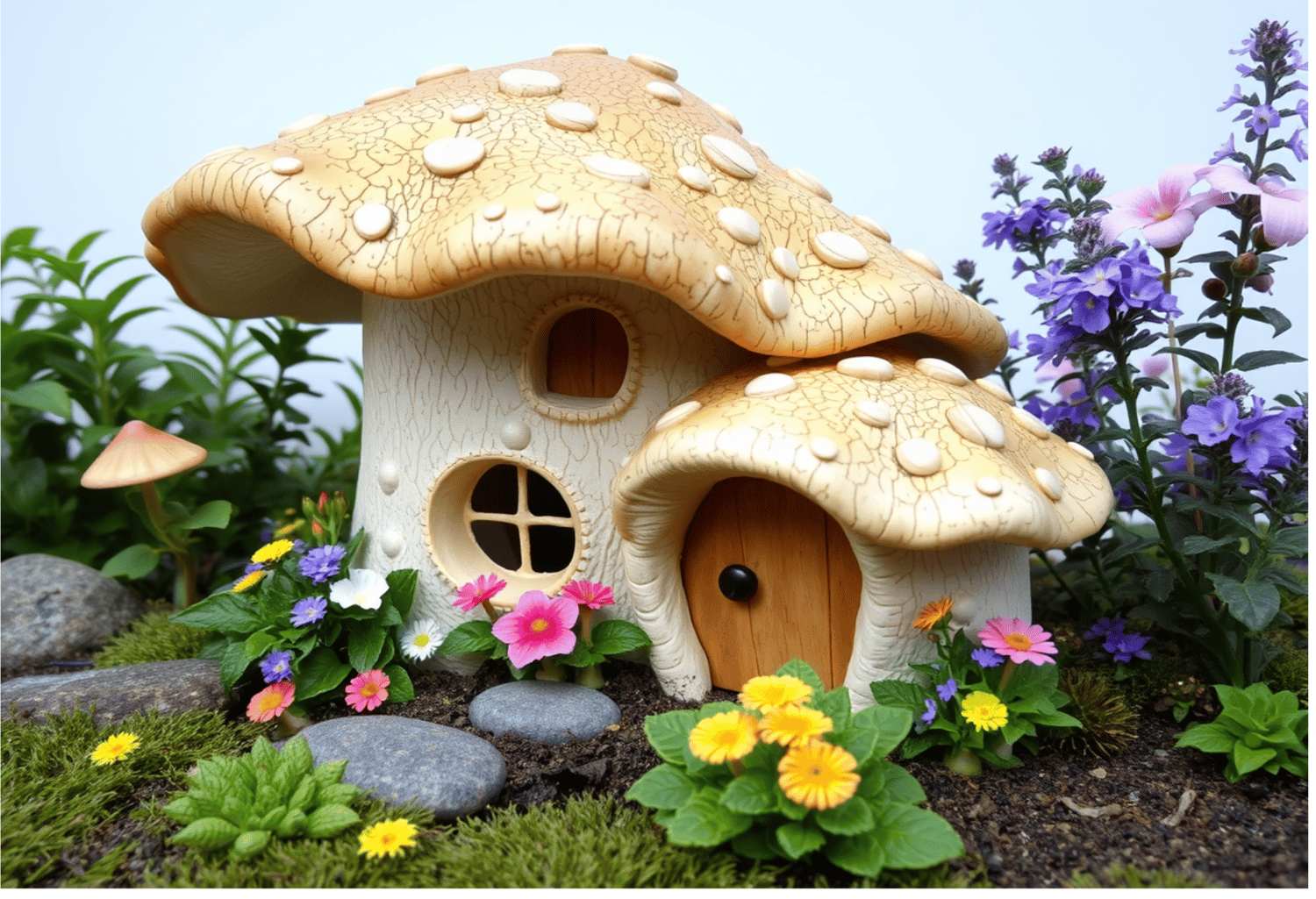 fairy mushroom house and garden png