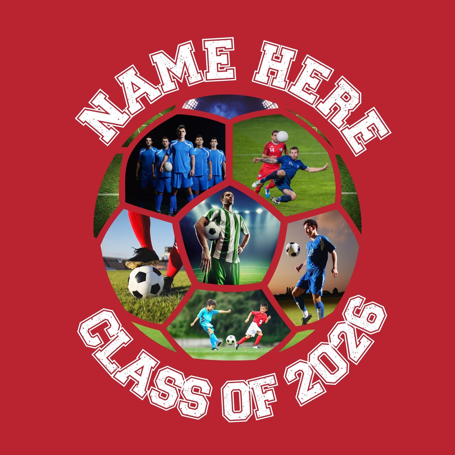 Soccer Graduation Photo Collage Frame Canva Template | Class of 2026 Team Gift | Football Sublimation PNG | Editable Drag & Drop Design