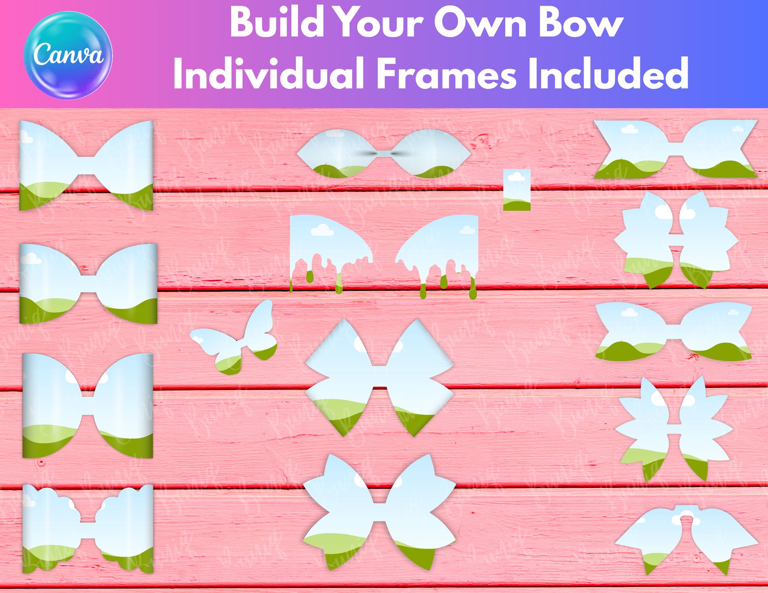 Canva Bow Frames Bundle. Drag & Drop Tumbler Bow Template 9 Pre-Made ...