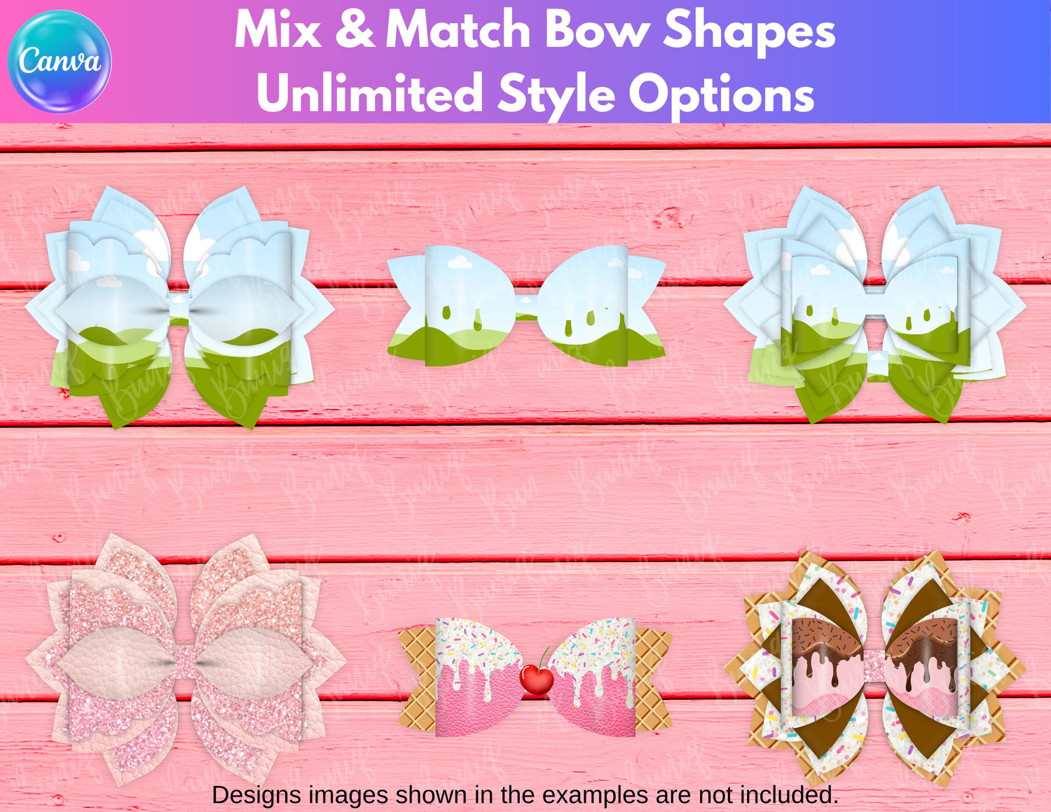 Canva Bow Frames Bundle. Drag & Drop Tumbler Bow Template 9 Pre-Made ...