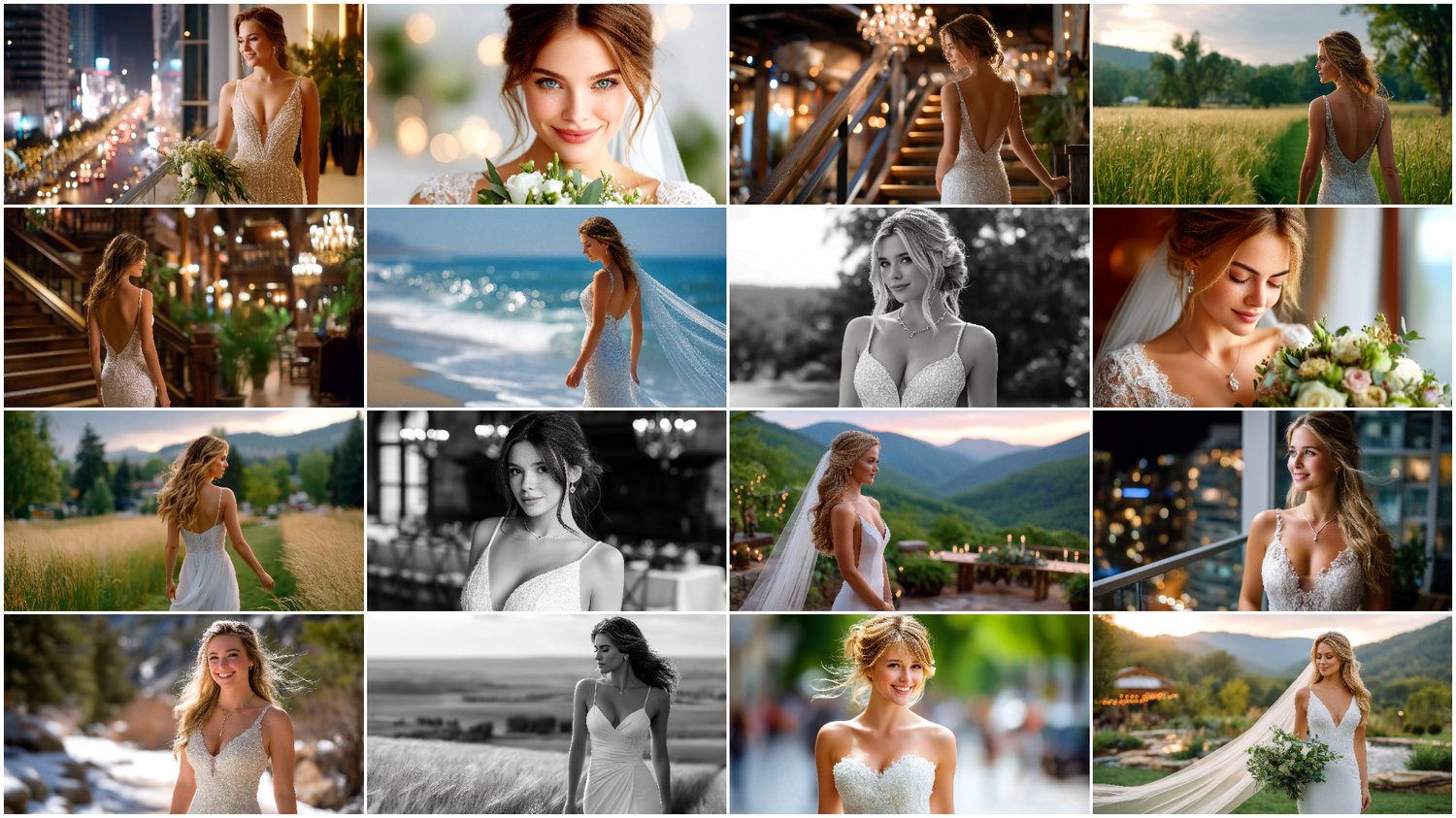 A premium AI-generated collection of 170 high-quality images featuring elegant brides and brides with floral bouquets in beautiful close-up compositions. Perfect for wedding projects, social media content, invitations, posters, branding, and commercial creative work. Each image combines elegance, softness, and the romantic atmosphere of a wedding day.