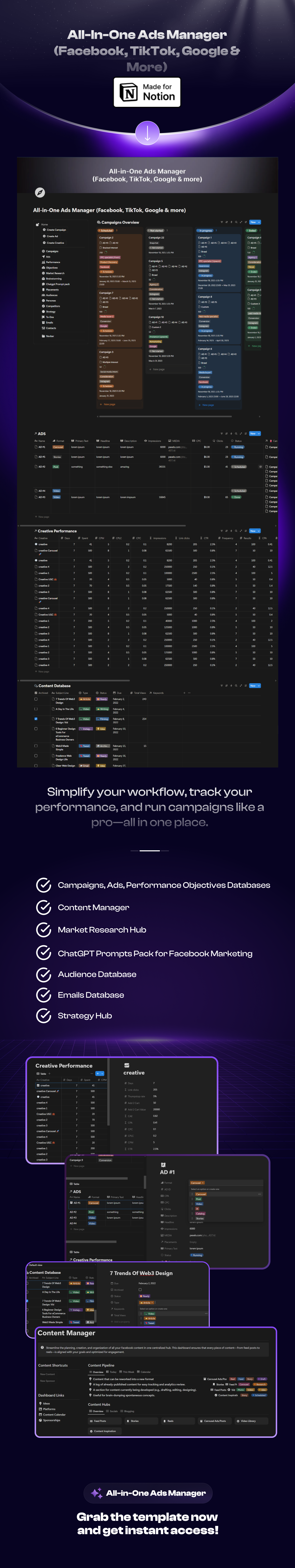 facebook ads notion template