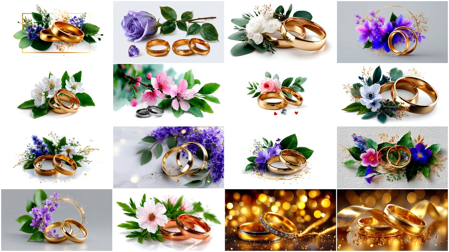 A premium AI-generated collection of 132 high-quality images featuring wedding rings. Includes close-ups of engagement and wedding rings, elegant jewelry details, and romantic compositions. Perfect for wedding projects, invitations, posters, branding, and commercial visuals. Each image highlights elegance, shine, and the symbolic meaning of marital union.