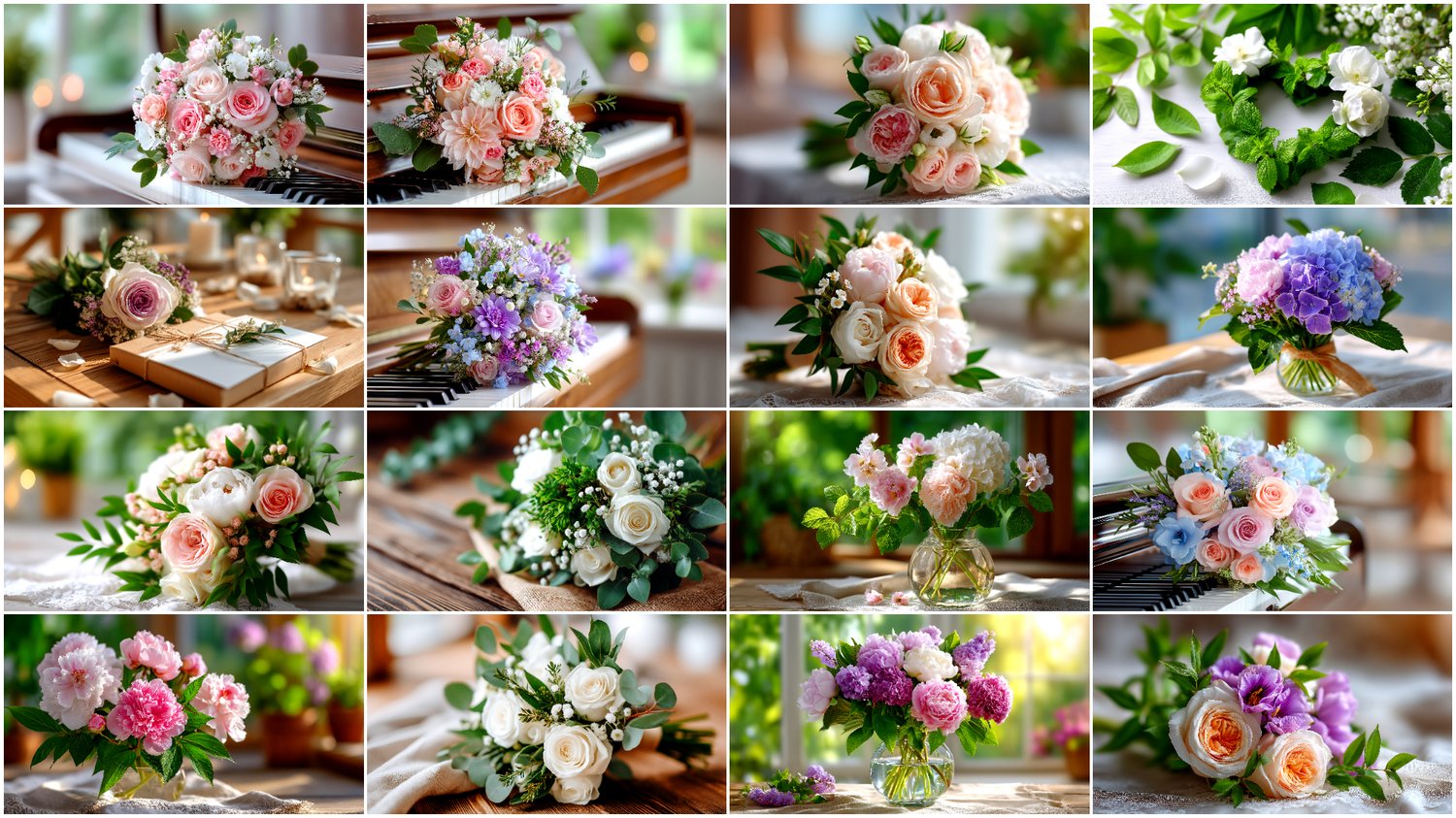 A premium AI-generated collection of 94 high-quality images featuring wedding florals and decorative elements