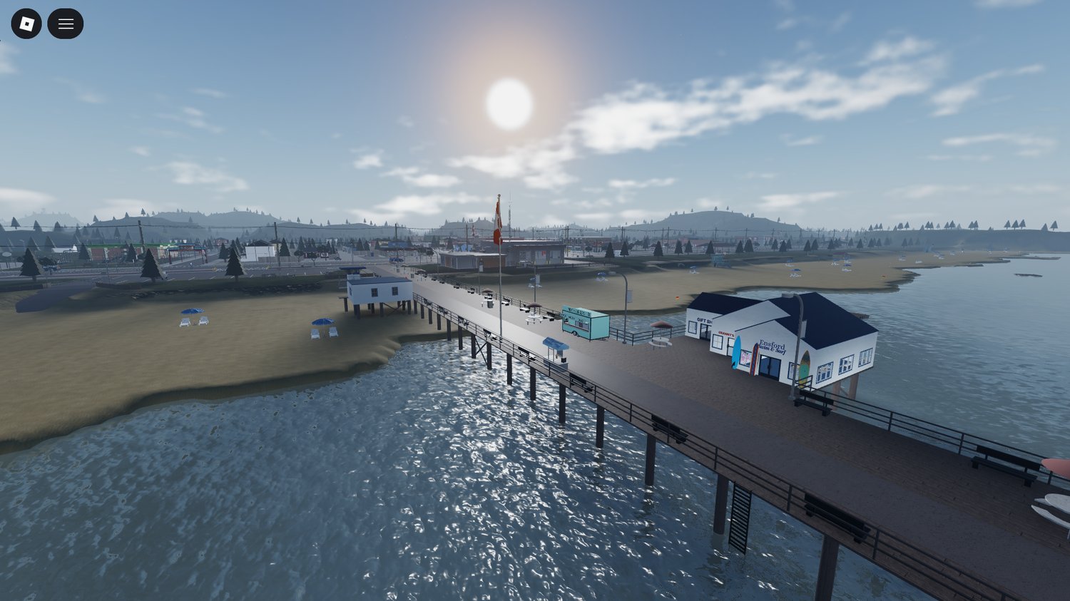 Wide-angle shot of Esford’s detailed urban district