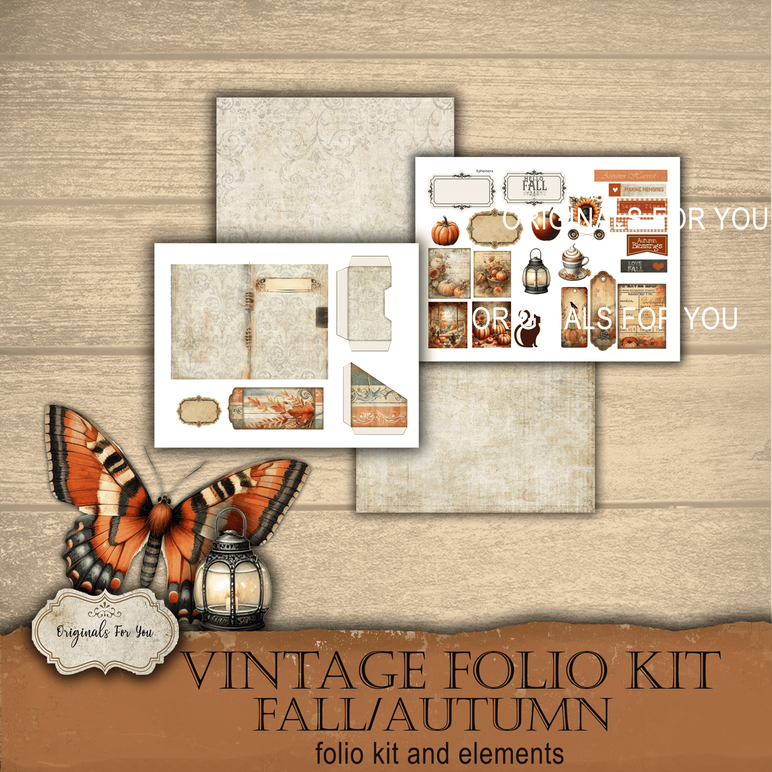 Vintage Folio Kit - FALL/AUTUMN- Junk Journal Papers, Shabby, Printable ...