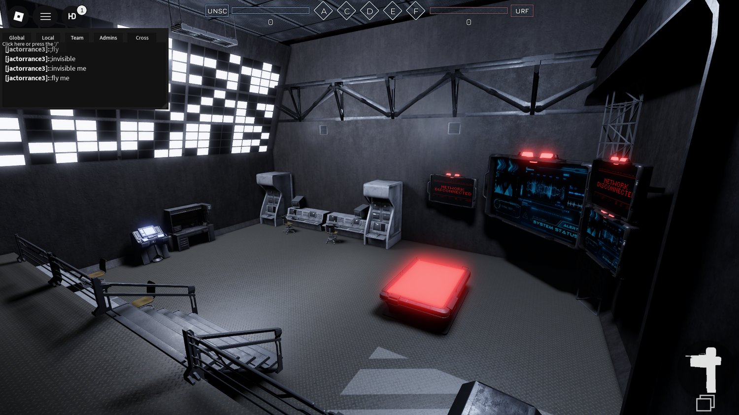 Team spawn area with military styling