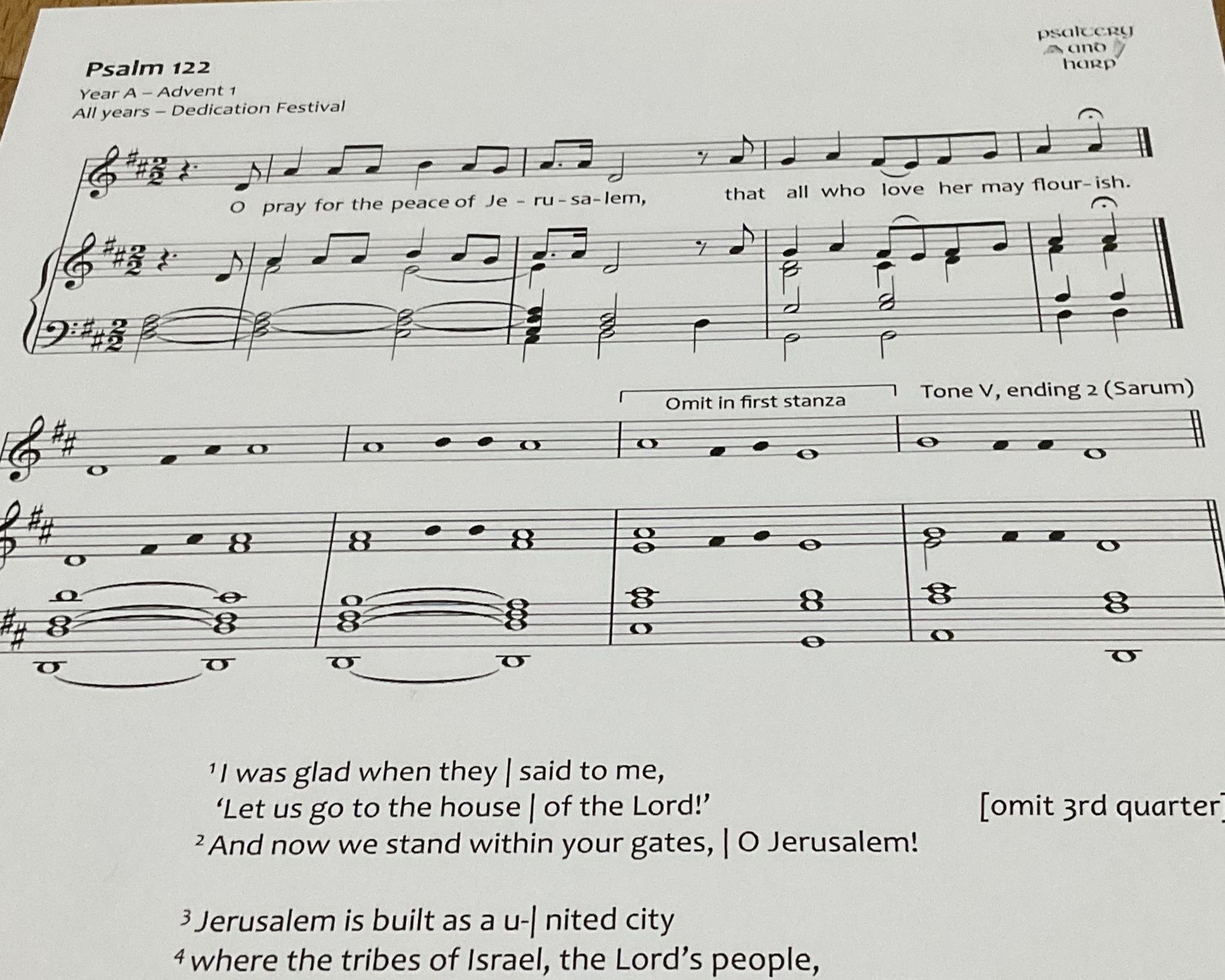 A photo of part of the sheet music