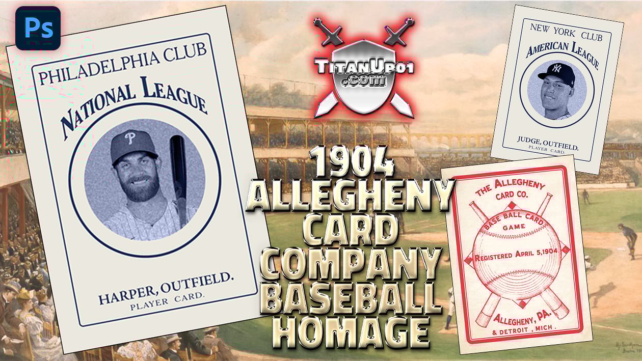 1904 Allegheny Card Company Baseball Homage Photoshop PSD Templates