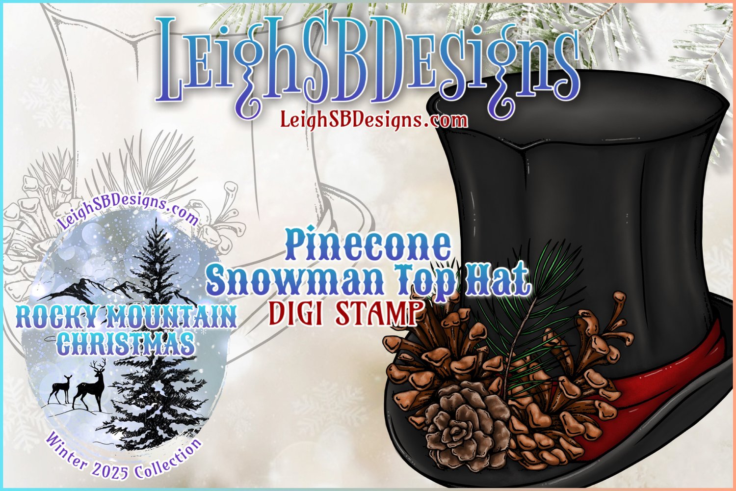 LeighSBDesigns Pinecone Snowman Top Hat