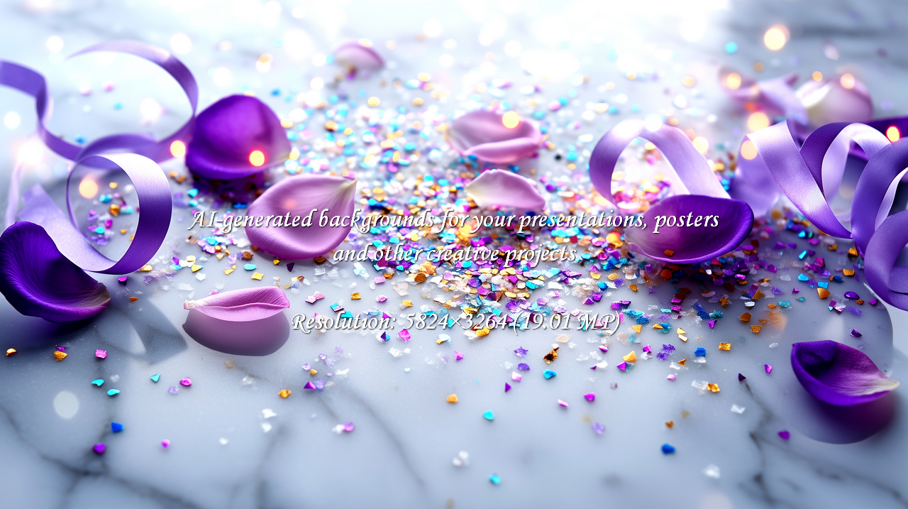 Capture the joy of celebration with scattered confetti, purple petals, and ribbons. Perfect for invitations, cards, or adding a touch of festive elegance to any creative project.