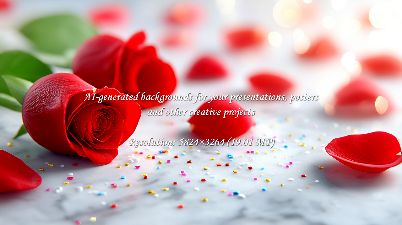 Capture the essence of love with radiant red roses, delicate confetti, and a soft bokeh backdrop. Ideal for Valentine's Day, romantic gestures, or celebrating life's precious moments.