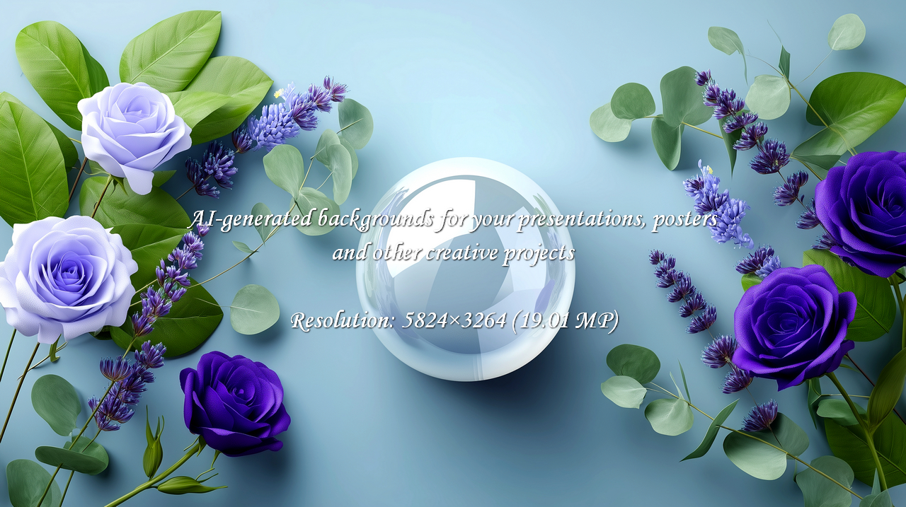 Soft and inviting floral arrangement featuring vibrant roses and delicate lavender on a calming blue background. Ideal for adding a touch of elegance to your spring designs and promotions.
