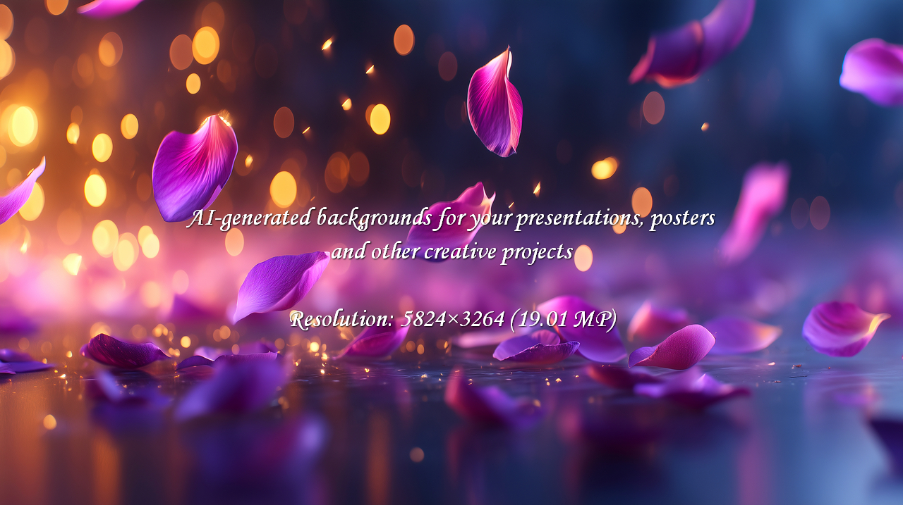 Evoke a sense of dreamy elegance with these gently falling purple petals and golden bokeh lights. A serene and magical scene, perfect for adding a touch of beauty and peacefulness to your romantic designs.