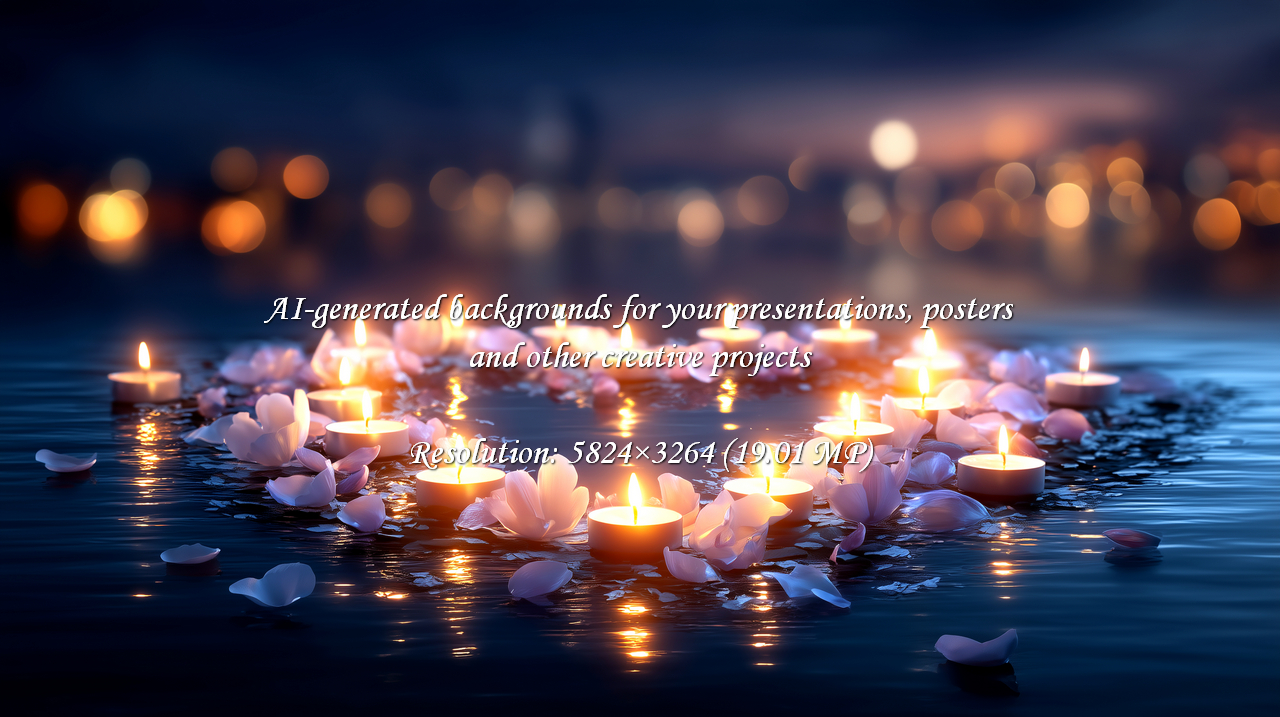 Evoke serenity and peace with a candlelit water scene, ideal for wellness brands, meditation guides, or romantic themes. The soft light and floating petals create a calming, magical atmosphere.