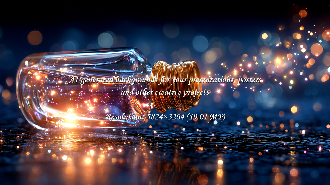 Experience the magic with a glass bottle emitting enchanting sparkles and light. Perfect for adding a touch of wonder to your creative projects, designs, and visuals. Evokes beauty and elegance.