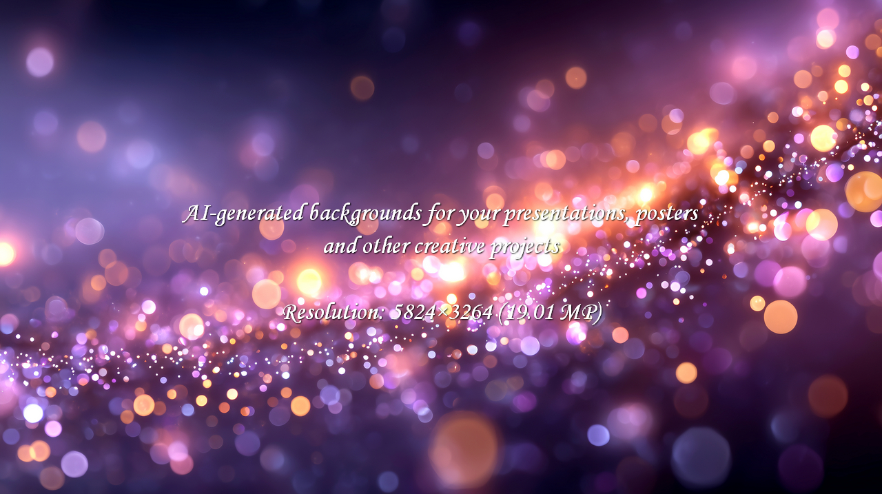 Add a magical touch with this stunning bokeh lights background. Vibrant purple and gold hues create an elegant, dreamy effect, perfect for celebrations, events, and adding sparkle to your designs.