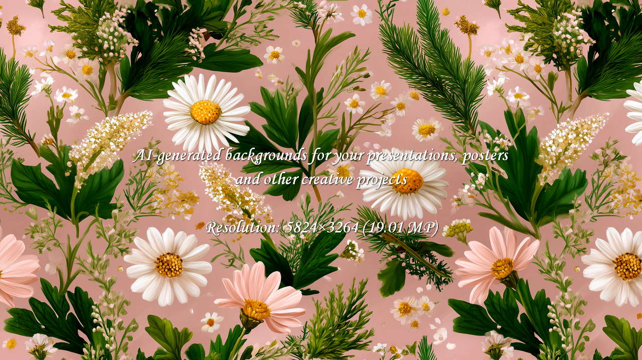 A soft floral pattern featuring daisies and greenery on a pink background. Perfect for spring designs, feminine projects, and nature-themed applications. Add a touch of elegance to any creative work.