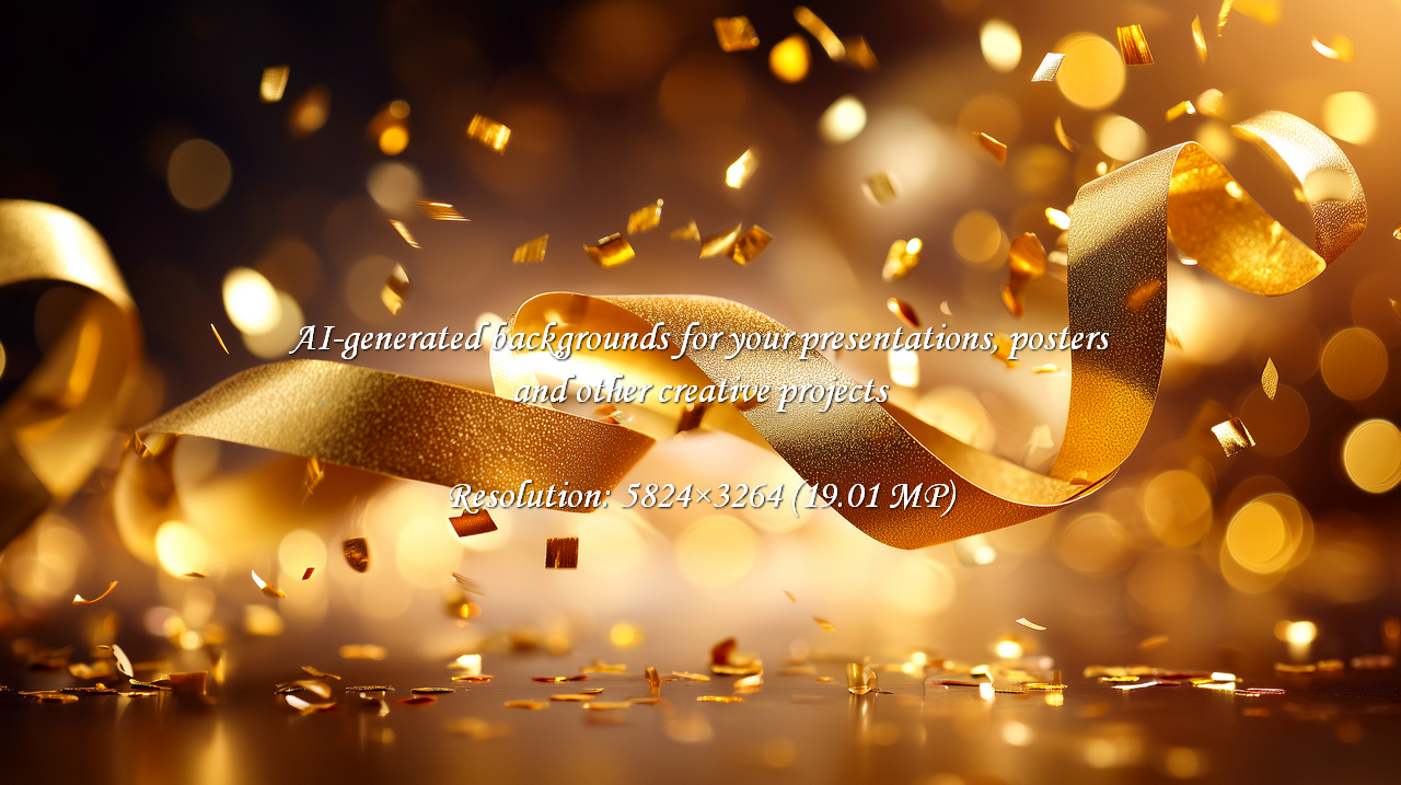 Celebrate success with shimmering gold ribbon and confetti. Ideal for festive events, milestone announcements, or adding a touch of luxury to your projects. Capture the joy and excitement!