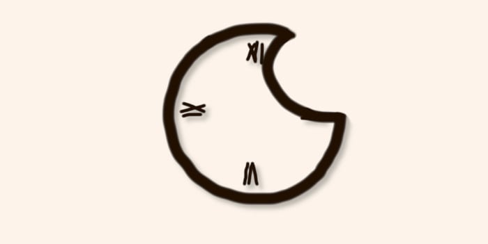 part eaten clock face