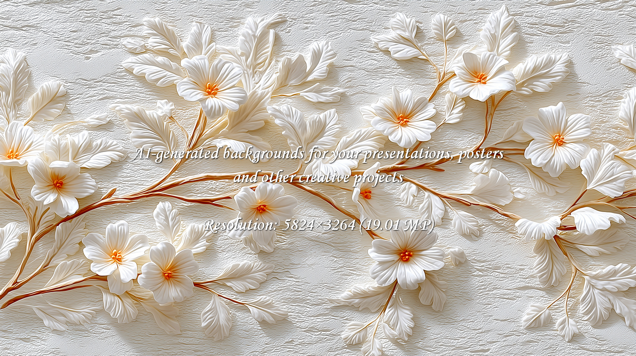 Elegant white floral design lends a touch of serenity and sophistication. Perfect for backgrounds, branding, and designs seeking a calming, upscale aesthetic. Adds a gentle, artistic flourish.
