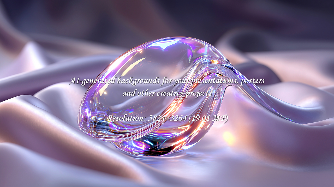 Iridescent glass sculpture on flowing lavender fabric. Perfect for adding a touch of elegance and modern artistry to your design projects. Use for backgrounds or decorative visuals.