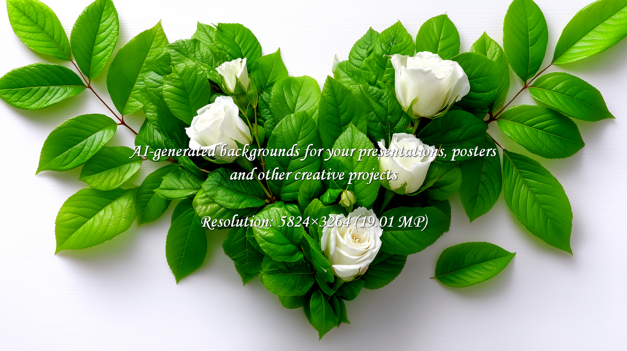 Elegant white roses and lush green leaves form a perfect heart, ideal for expressing love and purity. Use this for weddings, anniversaries, or to add a touch of natural beauty to your project.