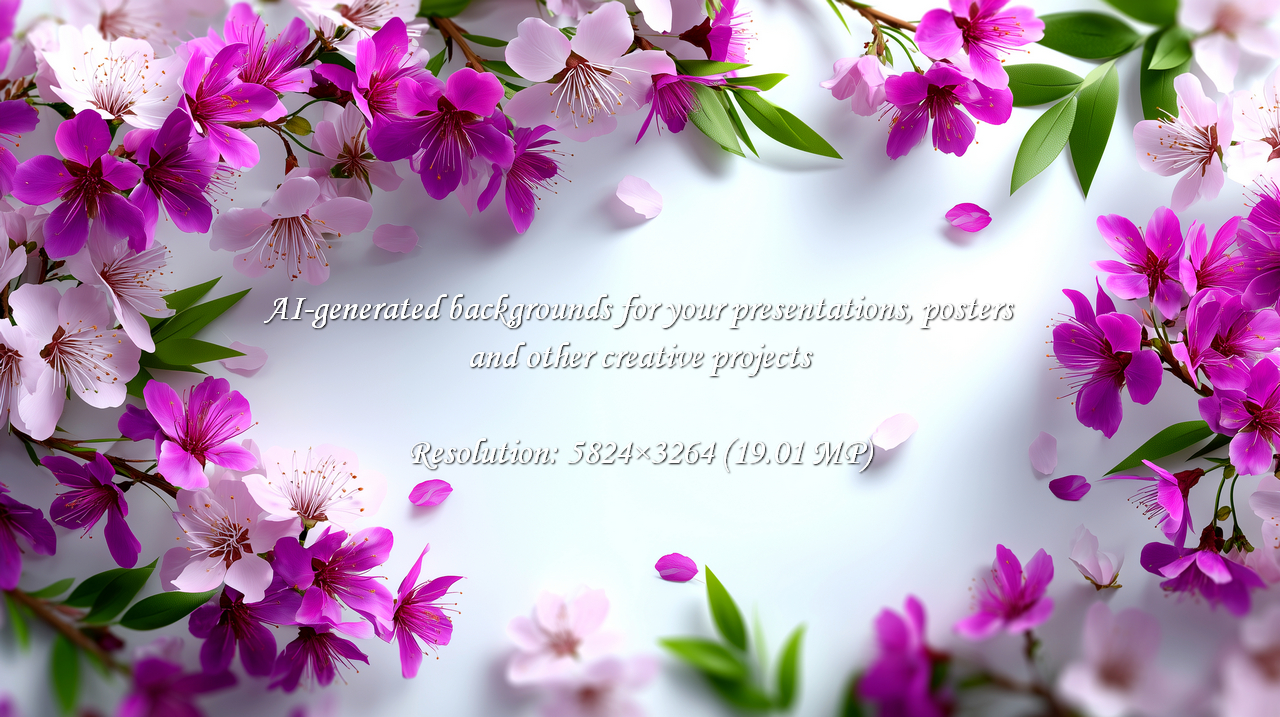 Capture the essence of spring with this floral frame of cherry blossoms. Vibrant pink and white blooms create a dreamy, romantic mood. Perfect for invitations, cards, or backgrounds.