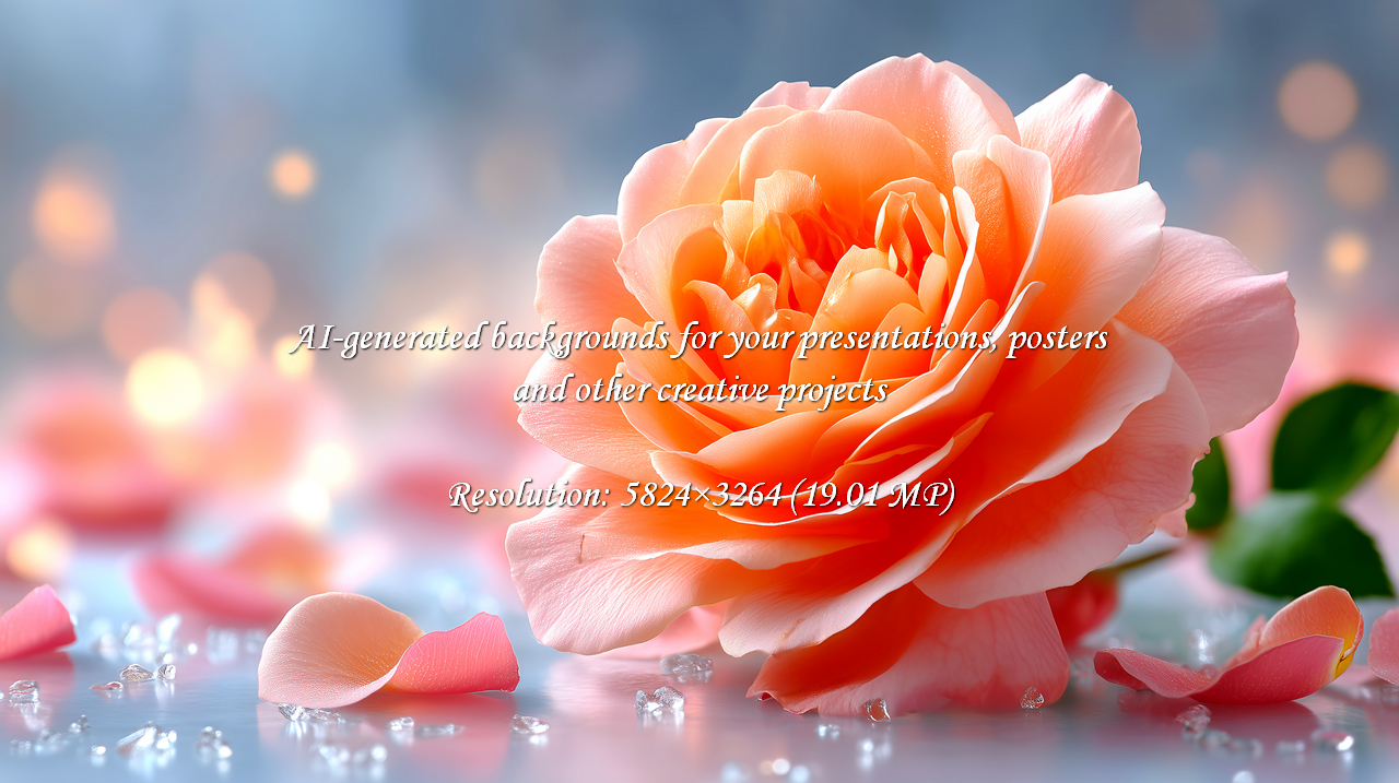 Delicate peach rose with soft light and sparkling details evokes a dreamy, romantic mood. Perfect for wedding invitations, springtime promotions, or elegant backgrounds.