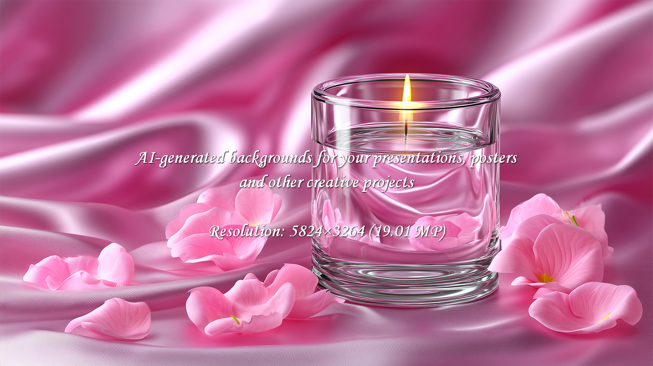 Indulge in the soothing ambiance of soft pink rose petals and a gently glowing candle. Perfect for conveying luxury, relaxation, romance, or beauty. Use for spa promotions or elegant designs.