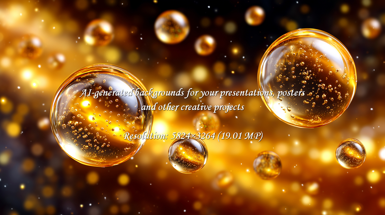 Capture the essence of luxury with floating golden bubbles. Perfect for high-end cosmetics, skincare, or branding that demands opulence and shine. Evokes a sense of magic and purity.