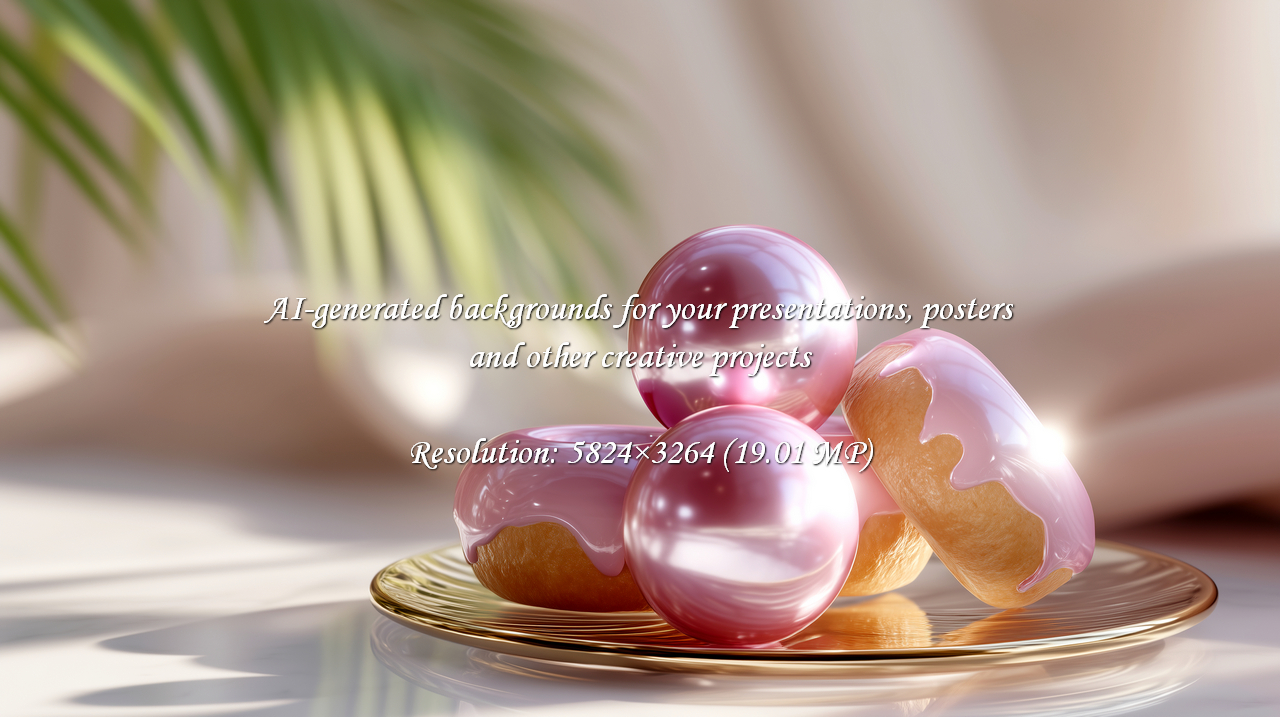 Experience the artistry of pink pearls and delicious donuts arranged on a gold plate. A luxurious composition for designs needing elegance, indulgence, and a touch of sweetness.