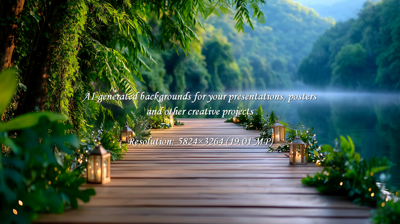 Escape to serenity with this enchanting lakeside pier. Perfect for wedding themes, nature retreats, or idyllic vacation promotions. Feel the calm and beauty of the landscape!