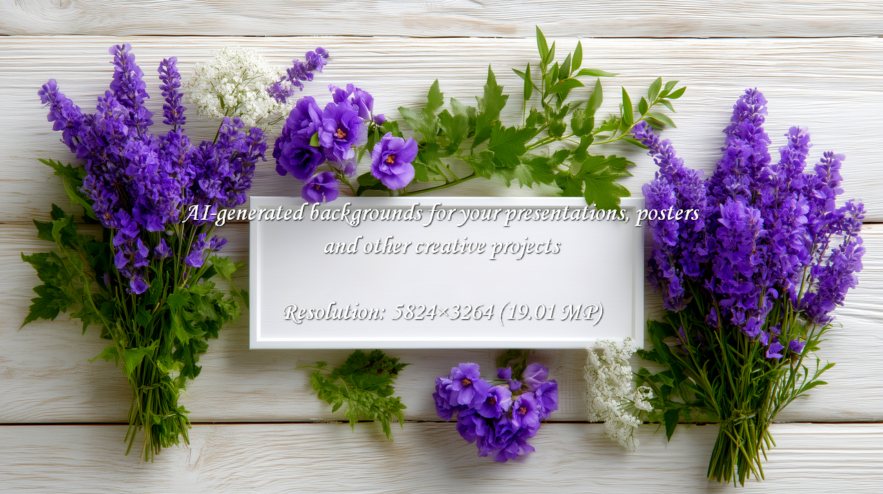 A stylish floral frame featuring vibrant violet and white flowers set against a rustic white wooden backdrop. Ideal for invitations, greeting cards, and spring-themed designs.