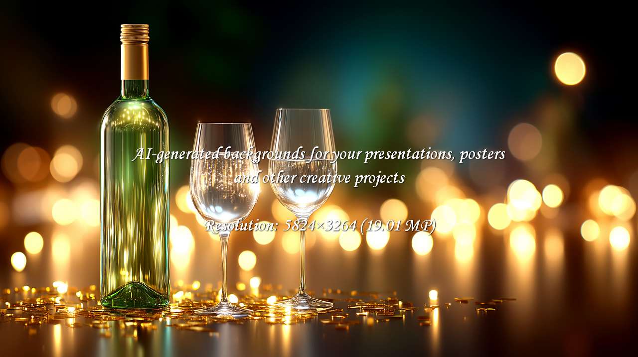 Toast to unforgettable moments with this elegant scene featuring a wine bottle and glasses bathed in soft bokeh lights and golden confetti. Perfect for celebrating special occasions and joyful gatherings.