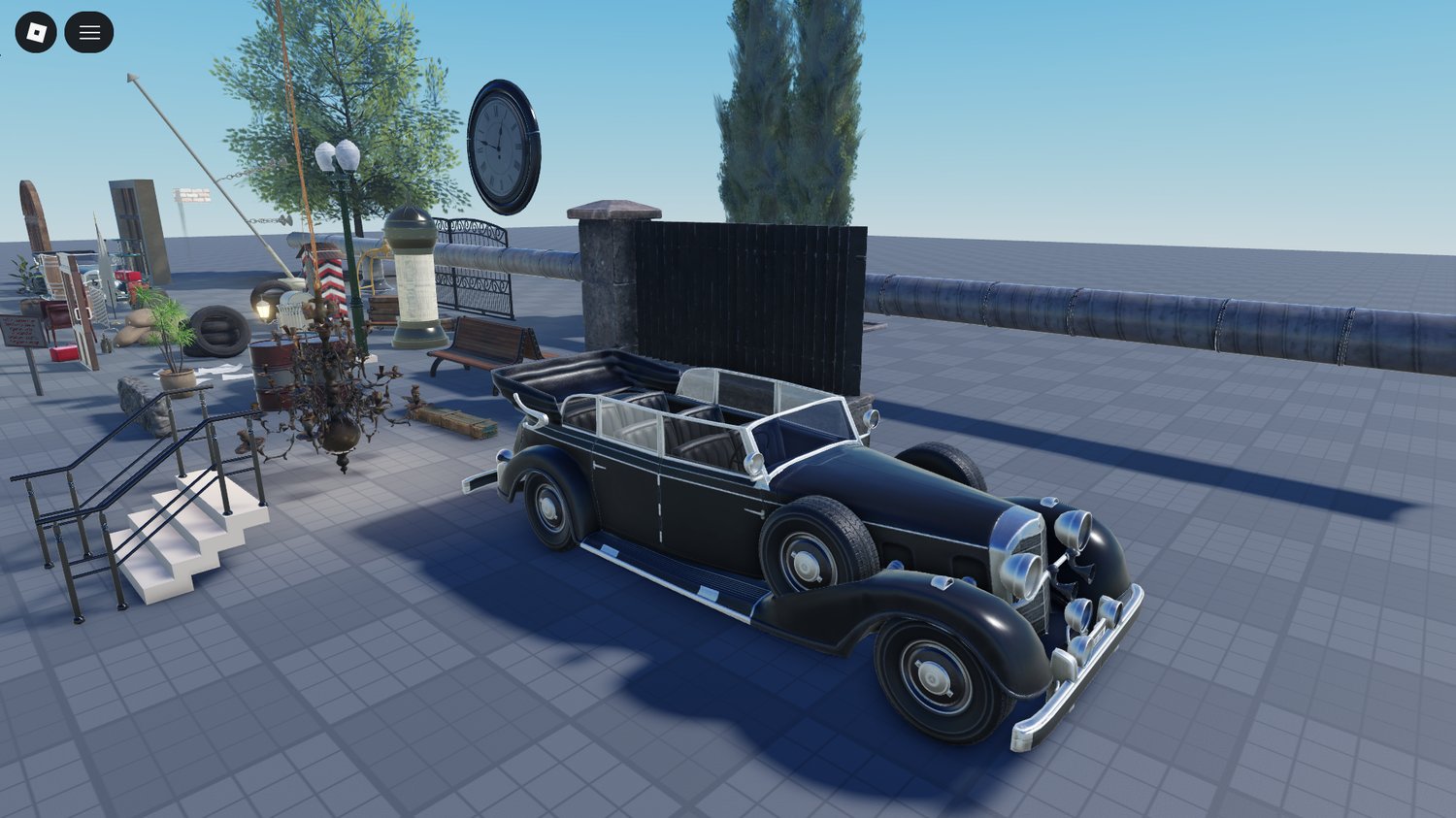 Vintage street lamp and signage models for Roblox maps