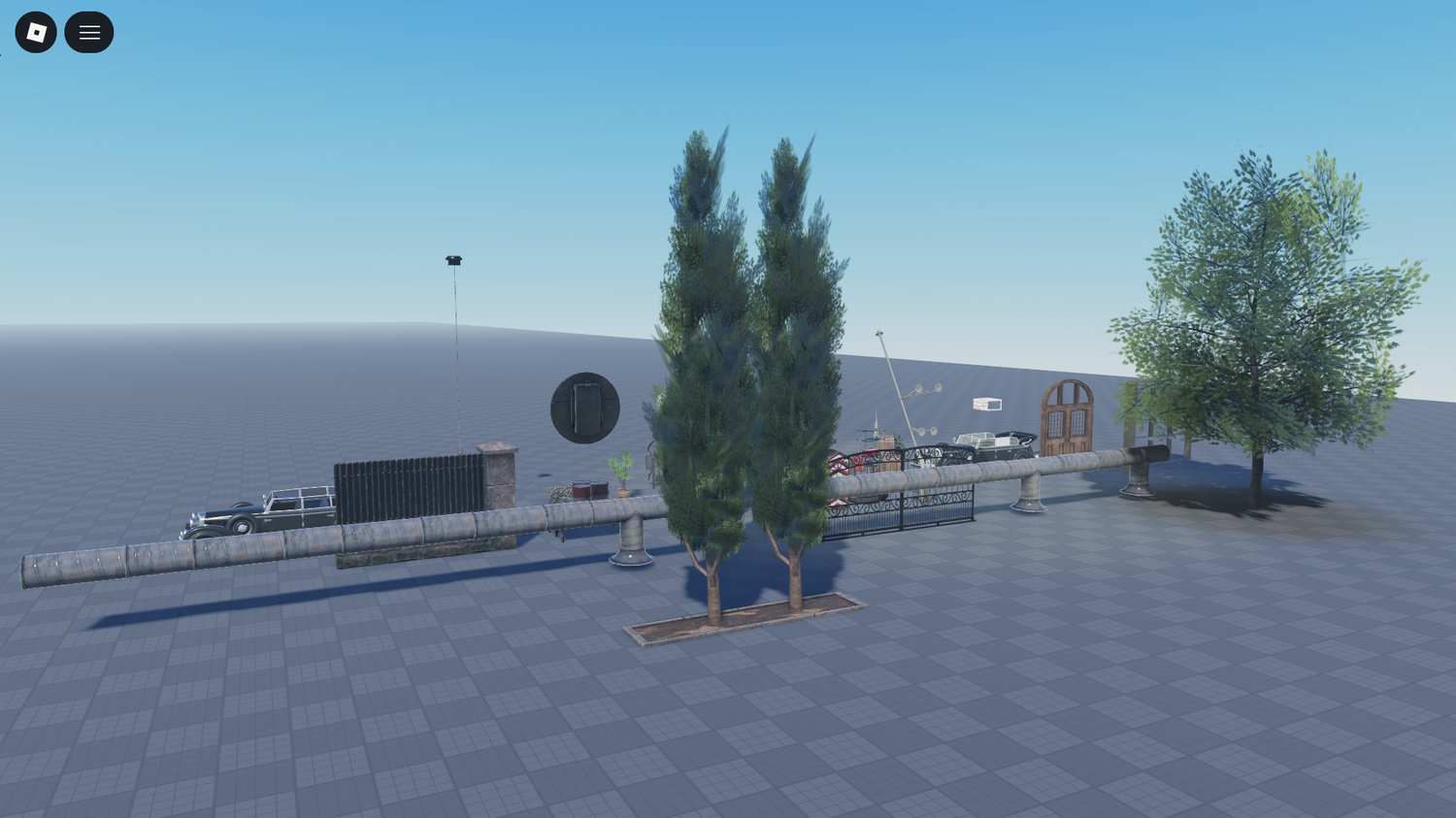 Old barrels and crates from 1930s Roblox decoration pack