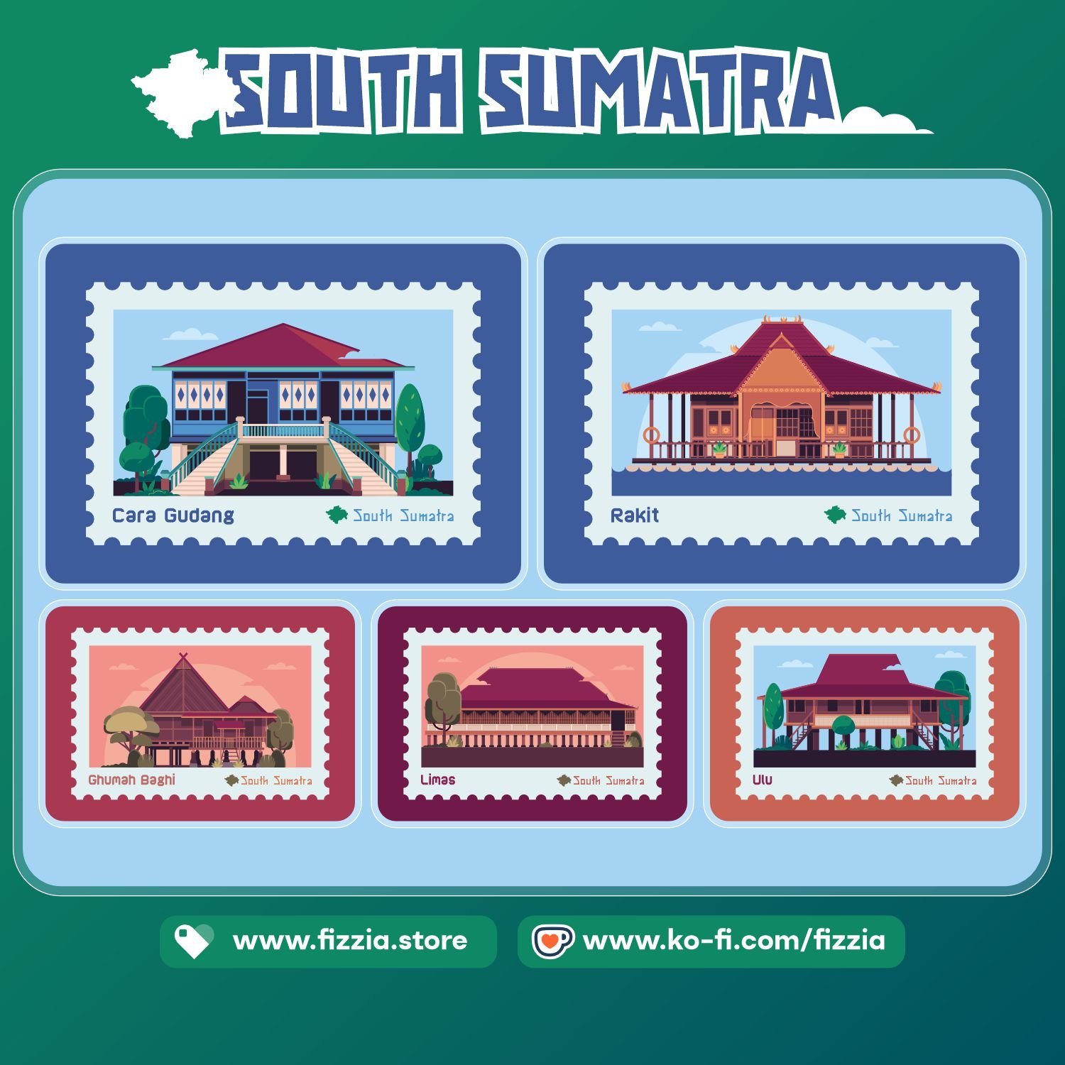 Cultural architecture Indonesia vector design - fizzia.store